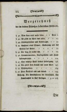 Verzeichniß der im dritten Bändchen befindlichen Abschnitte.