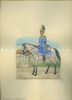 Uniformdarstellung, Portepée-Junker des Garde-Reiter-Regiments, sachsen, 1859.