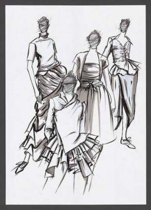 Modezeichnung: Entwürfe für Damenkleidung
