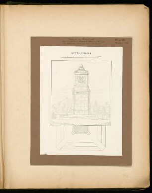 Gefallenendenkmal, Straßburg Monatskonkurrenz Juni 1872: Grundriss, Aufriss Vorderansicht