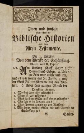 1-408, Zwey und funfzig auserlesene Biblische Historien ...