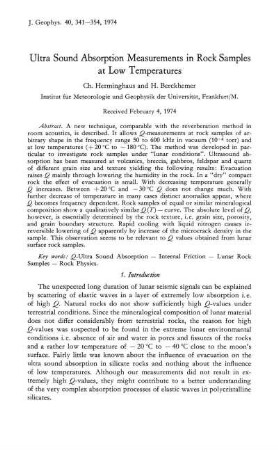 Ultra sound absorption measurements in rock samples at low temperatures
