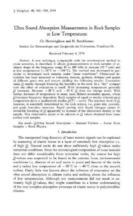 Ultra sound absorption measurements in rock samples at low temperatures