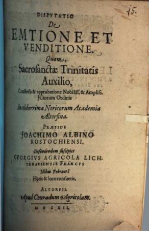Disp. de emtione et venditione