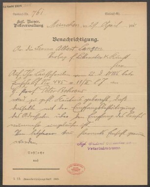 Brief an Albert Langen  : 29.04.1904