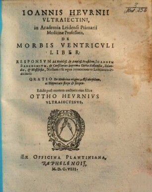 Ioannis Heurnii De morbis ventriculi liber