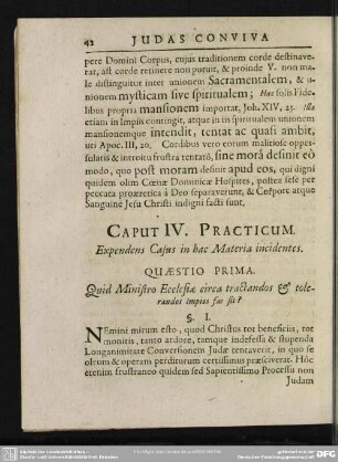 Caput IV. Practicum. Expendens Casus in hac Materia incidentes