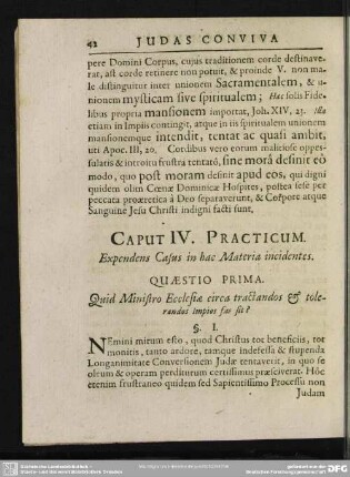 Caput IV. Practicum. Expendens Casus in hac Materia incidentes
