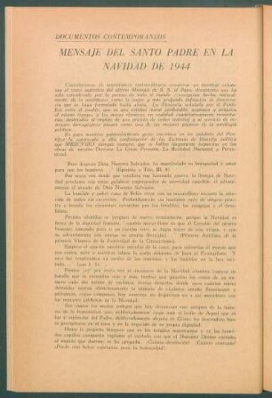 Documentos contemporáneos - Mensaje del Santo Padre en la Navidad de 1944