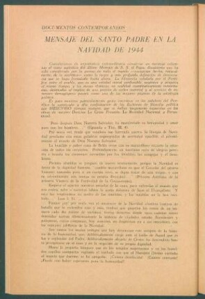 Documentos contemporáneos - Mensaje del Santo Padre en la Navidad de 1944
