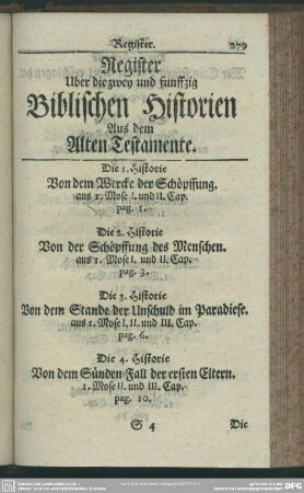 Register Uber die zwey und funffzig Biblischen Historien Aus dem Alten Testamente