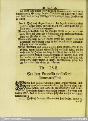 Tit. LVII. Von dem Processu possessorii summariissimi