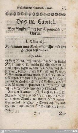 Das IX. Capitel. Von Auffreissung der Aequinoctial-Uhren.