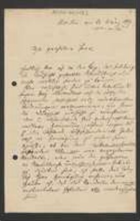 Brief von Carl Anton Henniger an Unbekannt