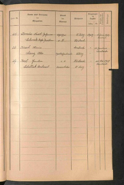 Standesamtsbuch der Stadt Aschaffenburg: Register Eheschließungen 1927 - 1929