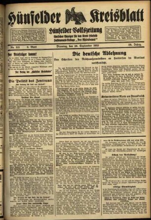 Zweite Ausgabe vom Dienstag, den 20. September 1932.