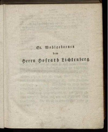 Sr. Wohlgeboren dem Herrn Hofrath Lichtenberg.