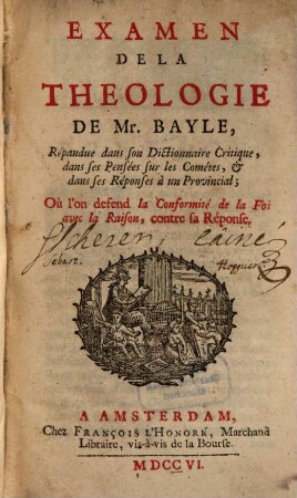 Examen de la Theologie de Mr. Bayle