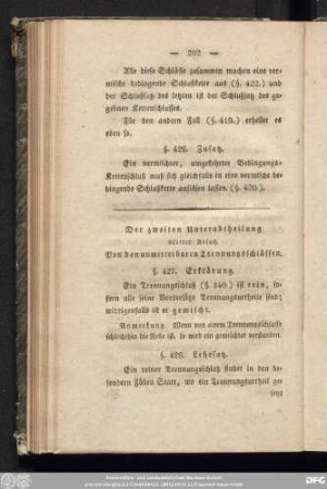 Der zweiten Unterabtheilung dritter Absatz. Von den unmittelbaren Trennungsschlüssen.