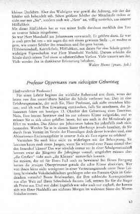 Professor Oppermann zum siebzigsten Geburtstag