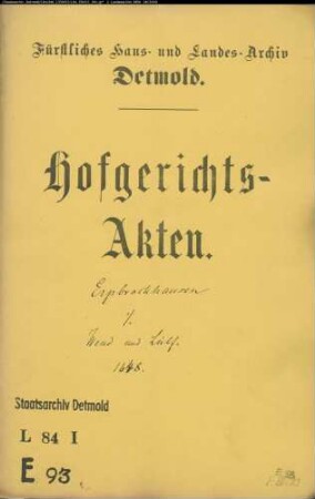 Erpbrockhausen, Brüder Henrich Eckhard und Henrich Hermann gegen Pachtpflichtige im Hedderhagen - Rückständige Kornlieferung