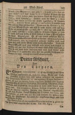 Dritter Abschnitt, Von Den Cörpern