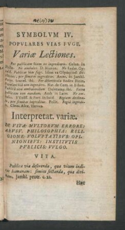Symbolum IV. Populares Vias Fuge.