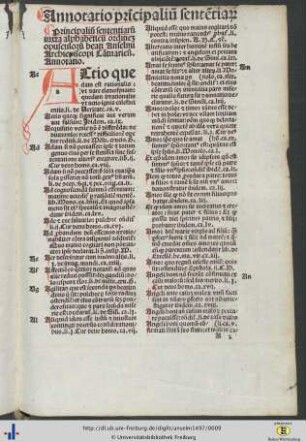 Annotatio principalium sententiarum.