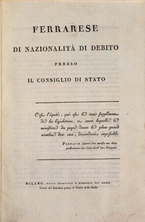 Ferrarese di nazionalità di debito presso il consiglio di stato