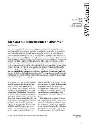 Die Gaza-Blockade beenden - aber wie?