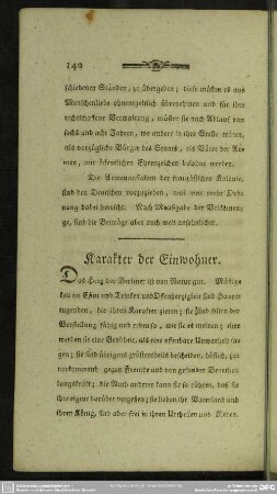 Karakter der Einwohner