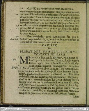 Casu IX. De Probatione Iuris Statutarii Vel Consuetudinarii