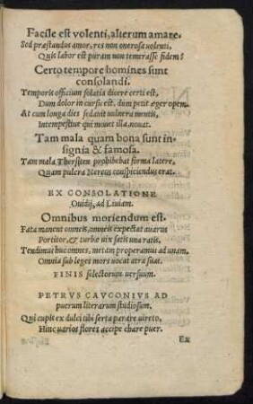 Petrus Cauconius Ad puerum literarum studiosum.