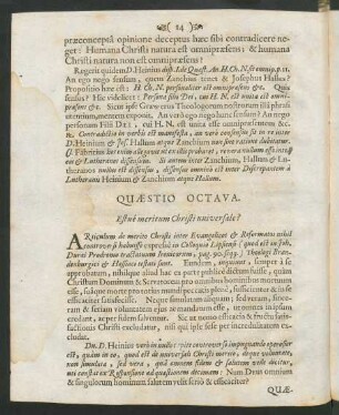Quaestio Octava. Estne meritum Christi universale?