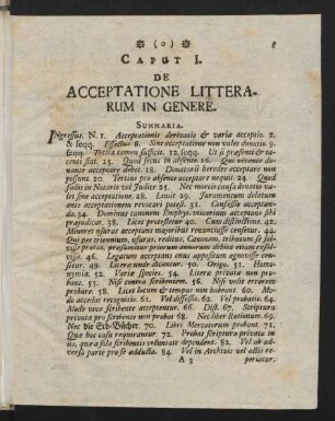 Caput I. De Acceptatione Litterarum In Genere.