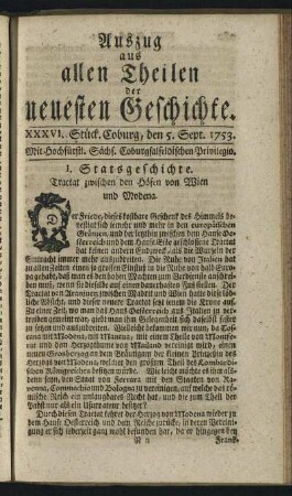 XXXVI. Stück. Coburg, den 5. Sept. 1753.