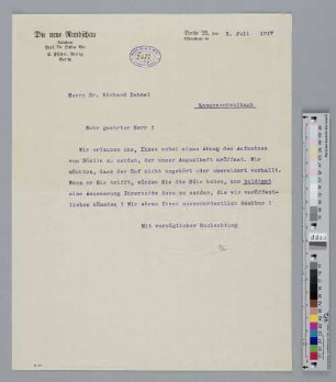 Brief an Richard Dehmel