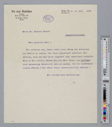 Brief an Richard Dehmel