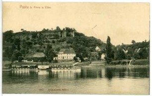 Pirna. Posta - Elbe mit Dampfer Dresden