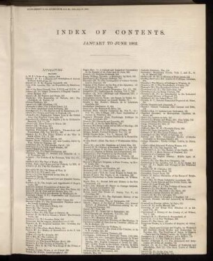Index of Contents. January to June 1902.