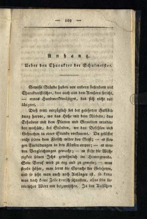 Anhang: Ueber den Charakter der Schulmeister