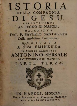 Istoria della compagnia di Giesu, appartenente al regno di Napoli. 3