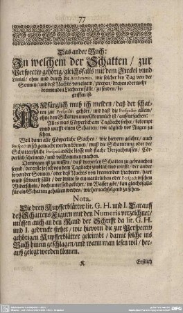 Das ander Buch: In welchem der Schatten/ zur Perspectis gehörig...