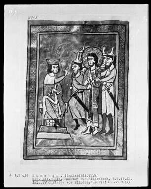 Psalter aus Aldersbach — Christus vor Pilatus, Folio 9verso