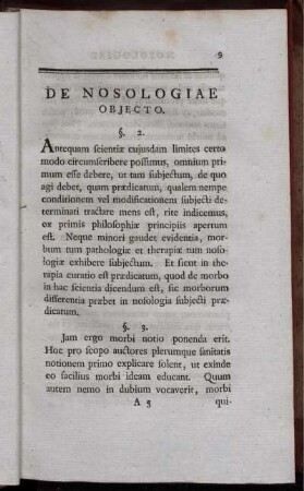 De Nosologiae Objecto.