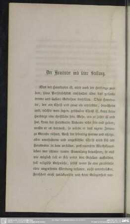 Der Hausvater und seine Stellung