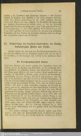 III. Beschreibung der einzelnen Landestheile, der Städte, denkwürdigsten Flecken und Dörfern