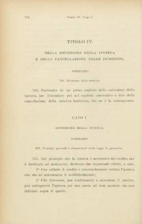 Titolo IV. Della estinzione della ipoteca e della cancellazione delle iscrizioni