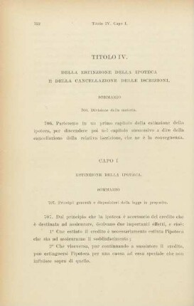 Titolo IV. Della estinzione della ipoteca e della cancellazione delle iscrizioni
