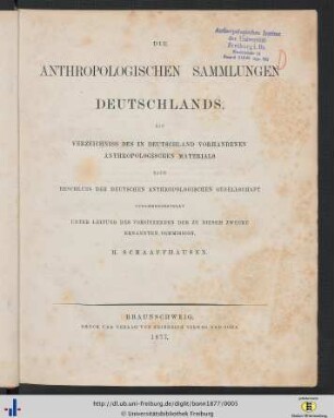 Bonn : die anthropologische Sammlung des Anatomischen Museums der Universität Bonn am 1. März 1877
